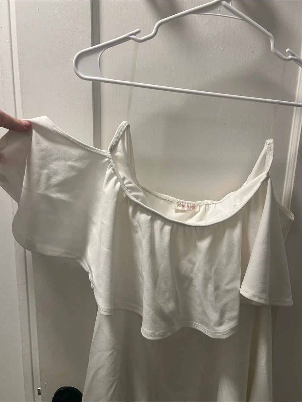 White Off-Shoulder Ruffle Dress - Picture 2 of 3